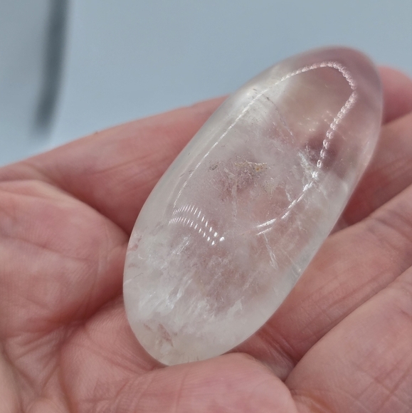 White Clear Quartz Crystal Palm Stone - Picture 4 of 5